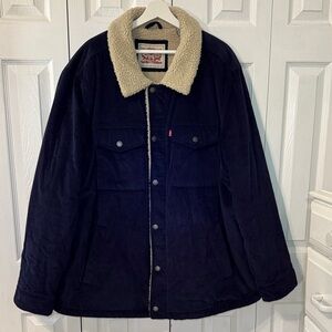 Levi's Navy Corduroy Jacket with Sherpa Collar